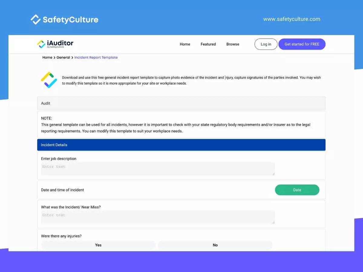 Modello di segnalazione ticket di iAuditor