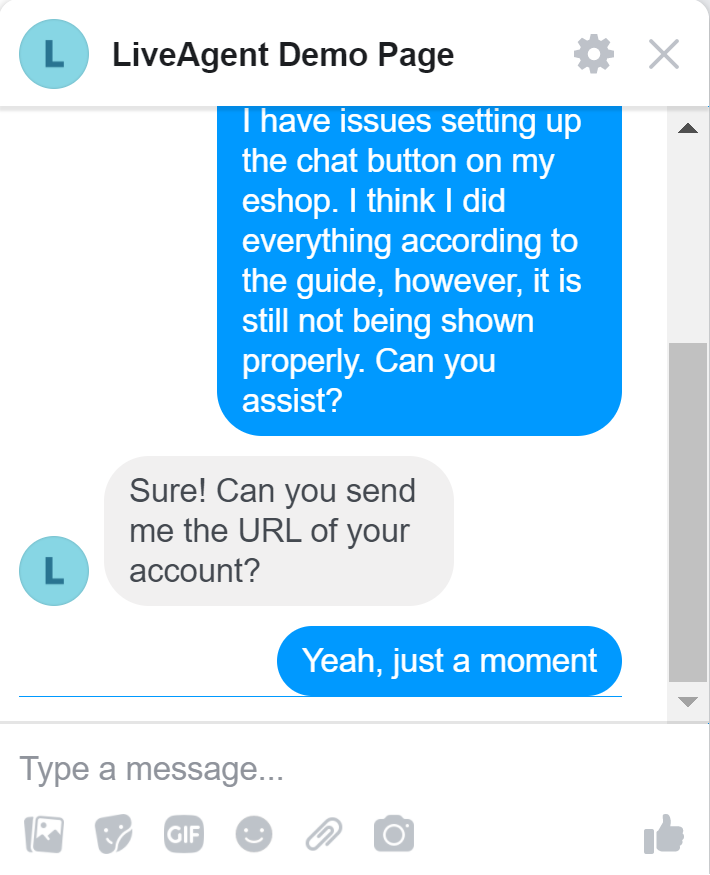 Pagina demo di LiveAgent desktop risposta