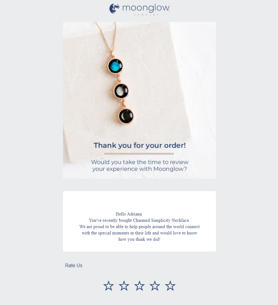 Thank you for your order email