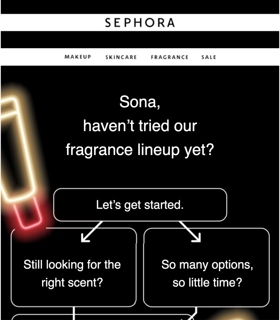 Email personalizzate di Sephora