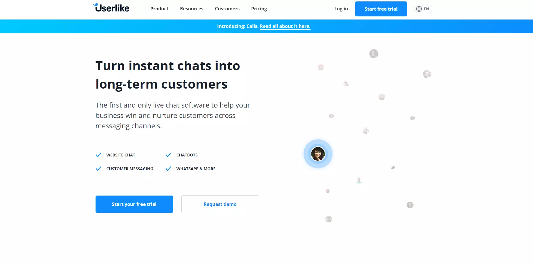 Homepage di Userlike