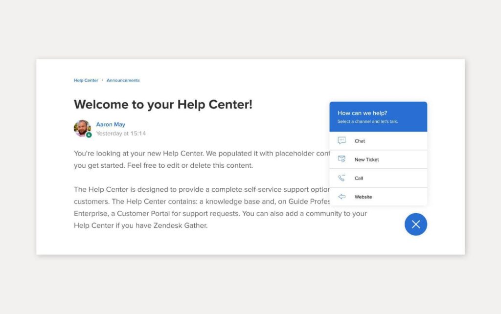 Esempio di soluzione di knowledge base utilizzando Zendesk