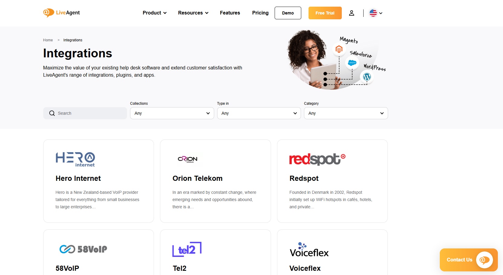 Screenshot delle integrazioni di LiveAgent